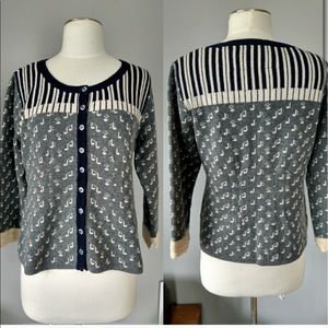 Anthropologie Piano Music Note Print Cardi